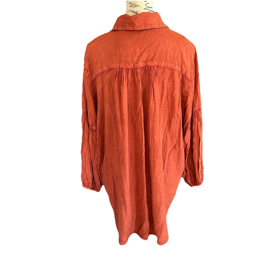 Caffe Marrakesh Collared Rust Embroidered Long Sleeve Button Down Size Xl NWT - Picture 3 of 4
